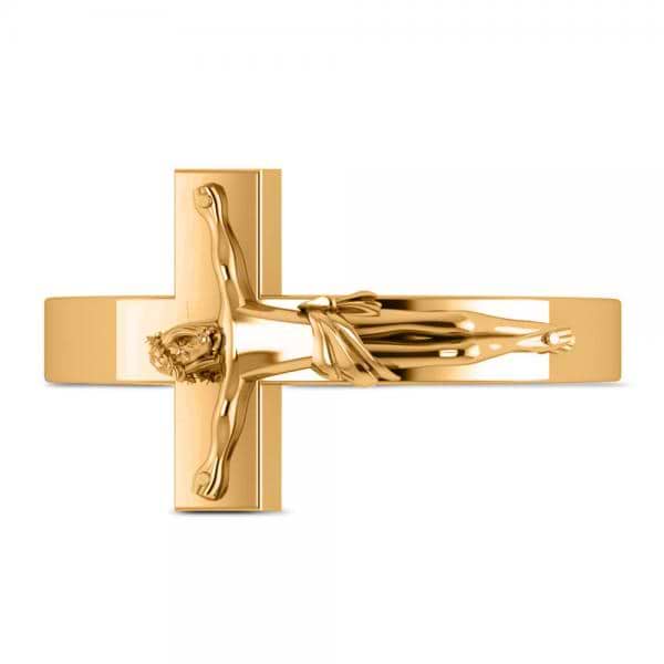 Religious Crucifix Fashion Ring in Plain Metal 14k Yellow Gold