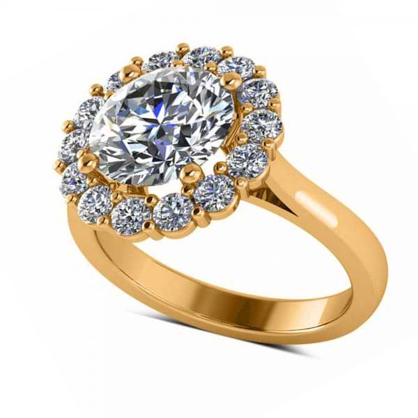 Diamond Accented Halo Engagement Ring in 18k Yellow Gold (3.20ct)