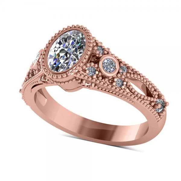 Vintage Style Oval Diamond Engagement Ring 14k Rose Gold (1.80ct)