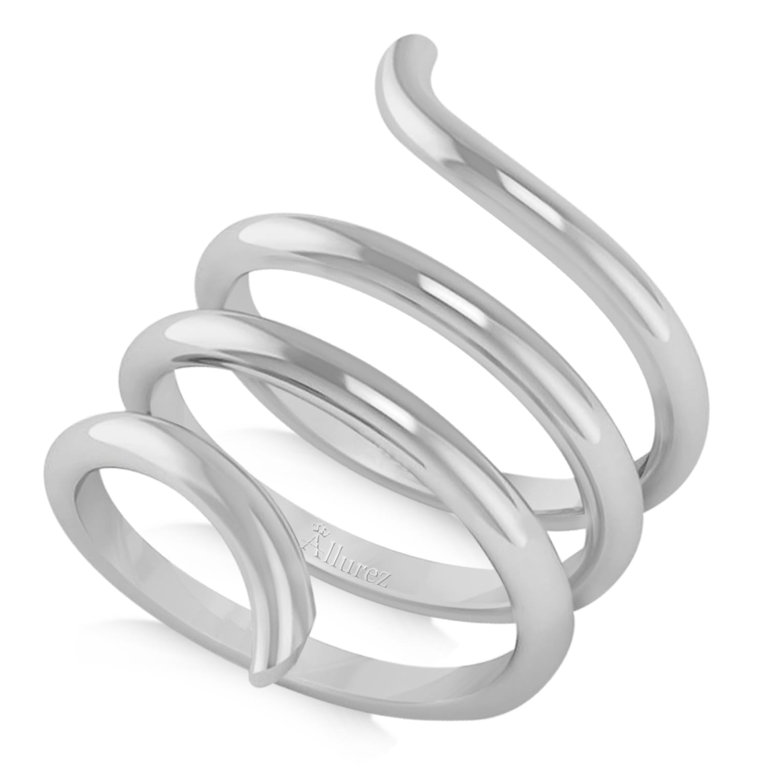 Swirl Design Plain Metal Fashion Ring 14k White Gold