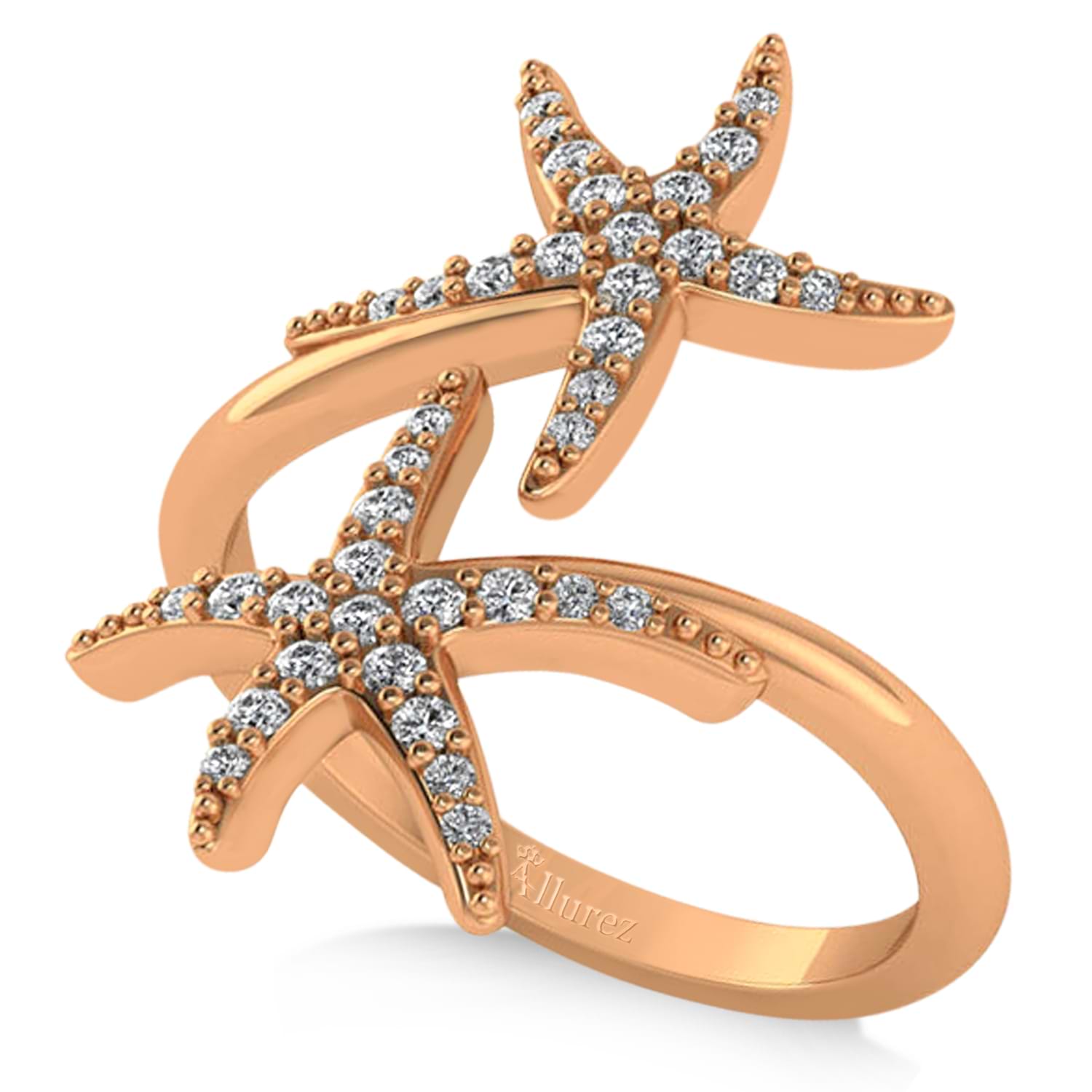 Diamond Double Starfish Fashion Ring 14k Rose Gold (0.30ct)