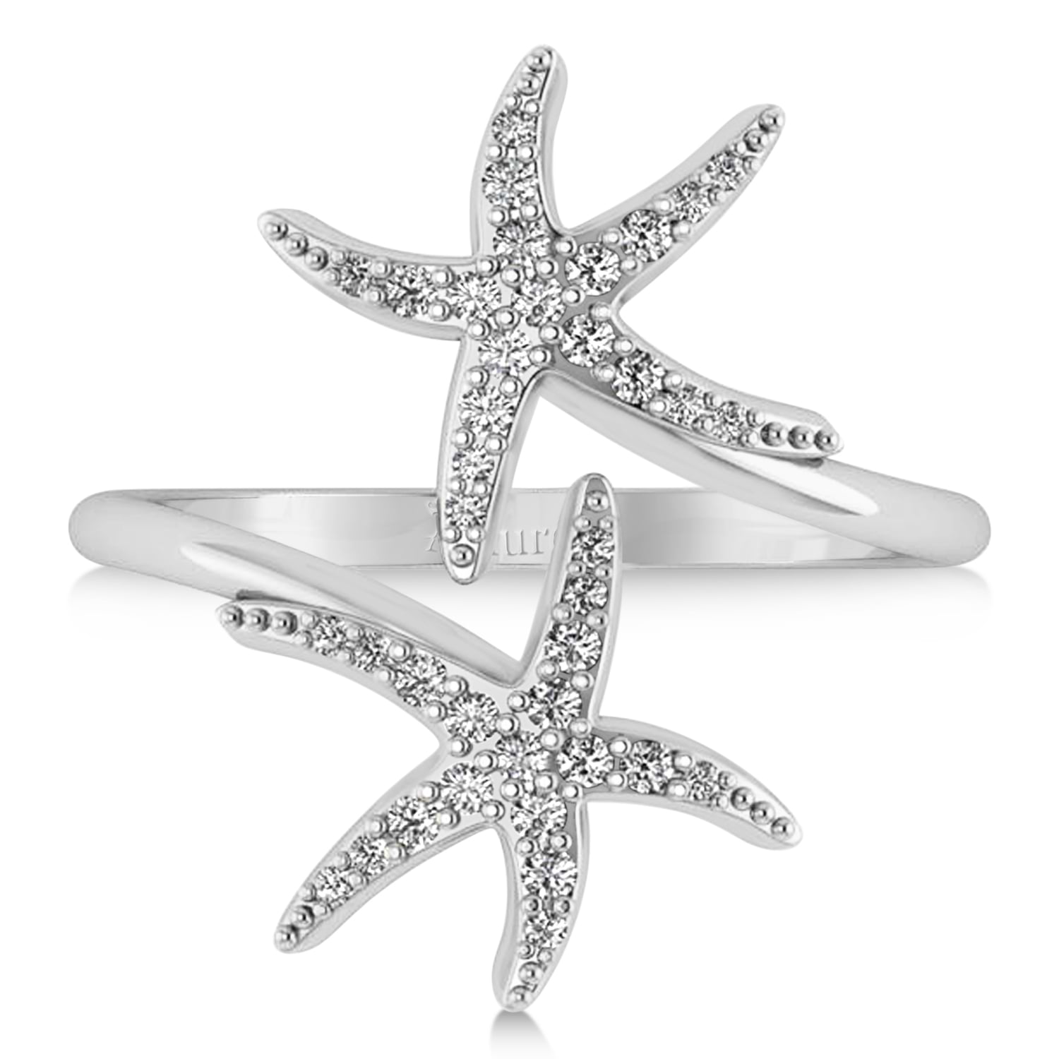 Diamond Double Starfish Fashion Ring 14k White Gold (0.30ct)