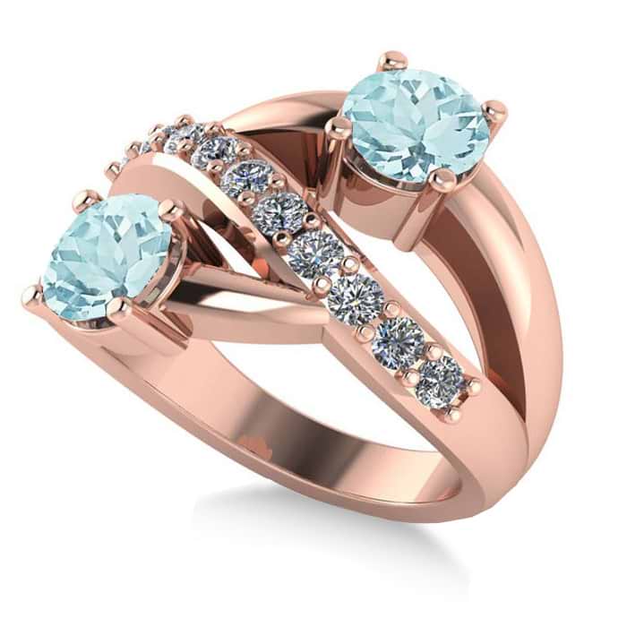 Aquamarine & Diamond Ever Together Ring 14k Rose Gold (2.00ct)