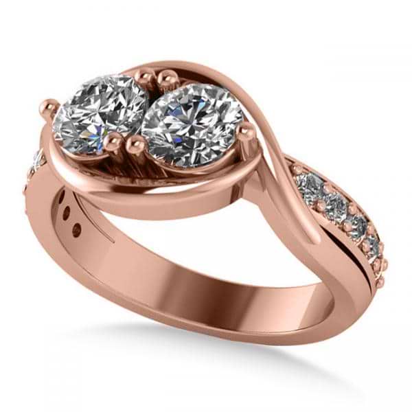 Diamond Accented Bypass Two Stone Ring 14k Rose Gold (1.50ct)