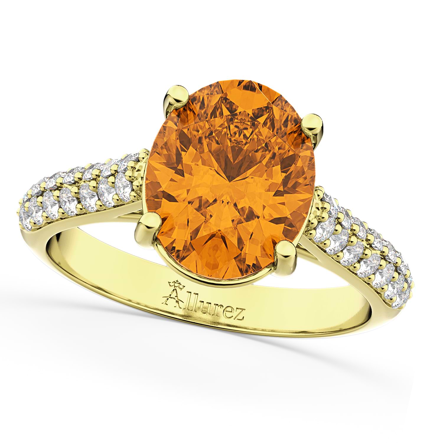 Oval Citrine & Diamond Engagement Ring 18k Yellow Gold (4.42ct)