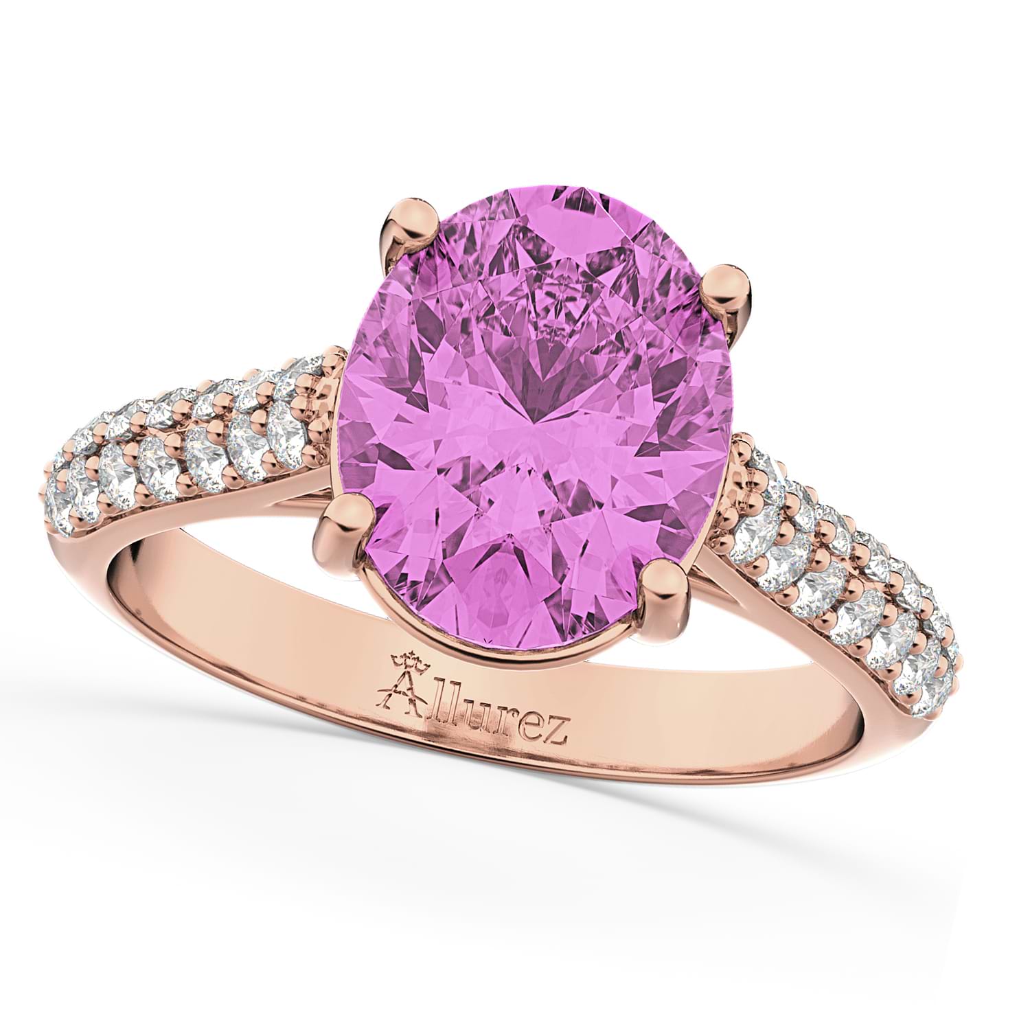 Oval Pink Sapphire & Diamond Engagement Ring 18k Rose Gold (4.42ct)