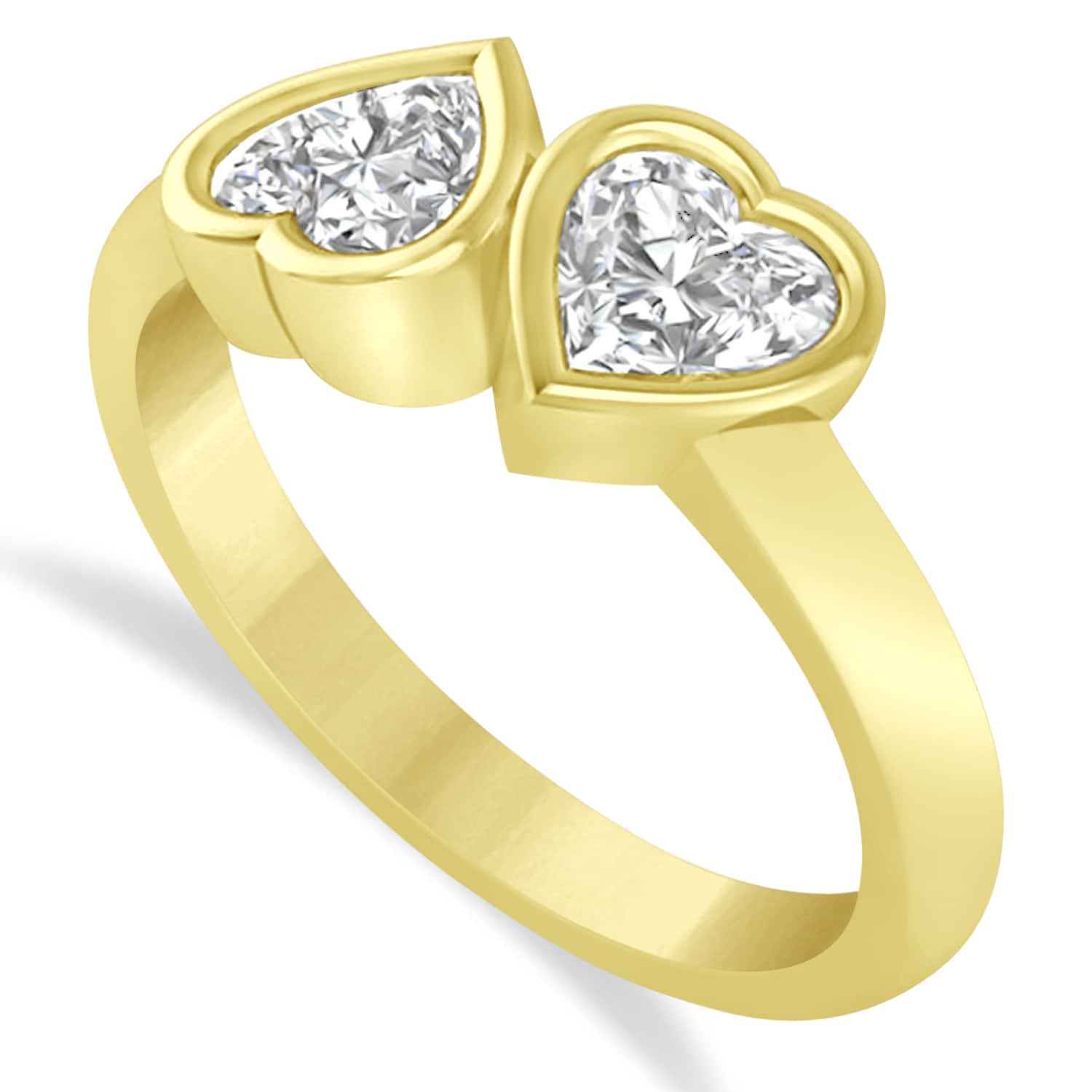 Diamond Two Stone Heart Bezel Set Ring 14k Yellow Gold (1.00ct)