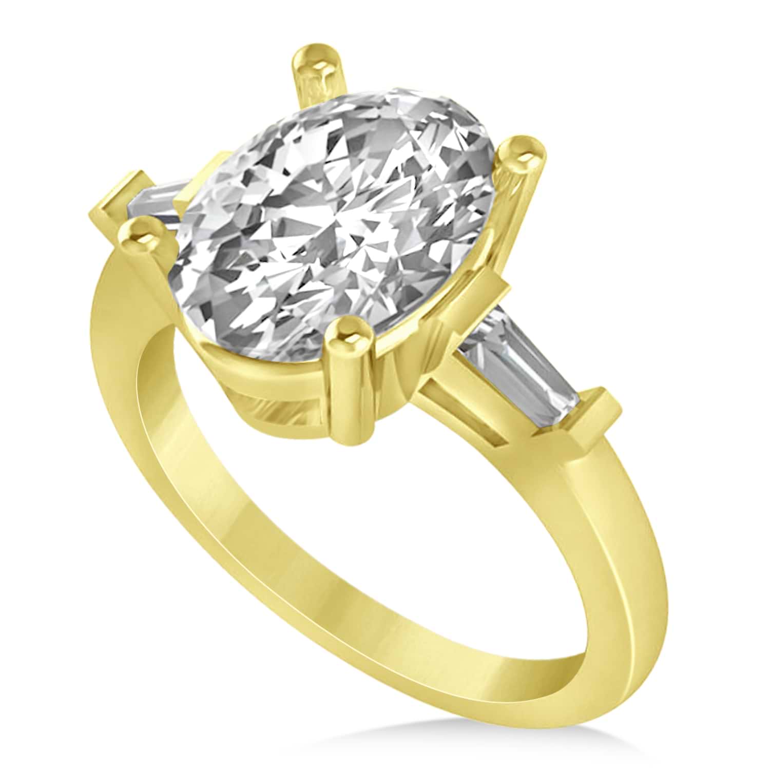 Oval & Baguette Cut Diamond Engagement Ring 14k Yellow Gold (3.30ct)