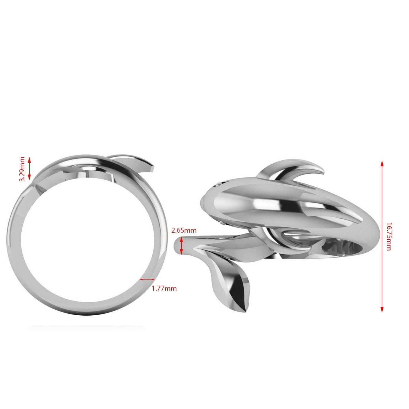 Summertime Dolphin Fashion Ring 14k White Gold