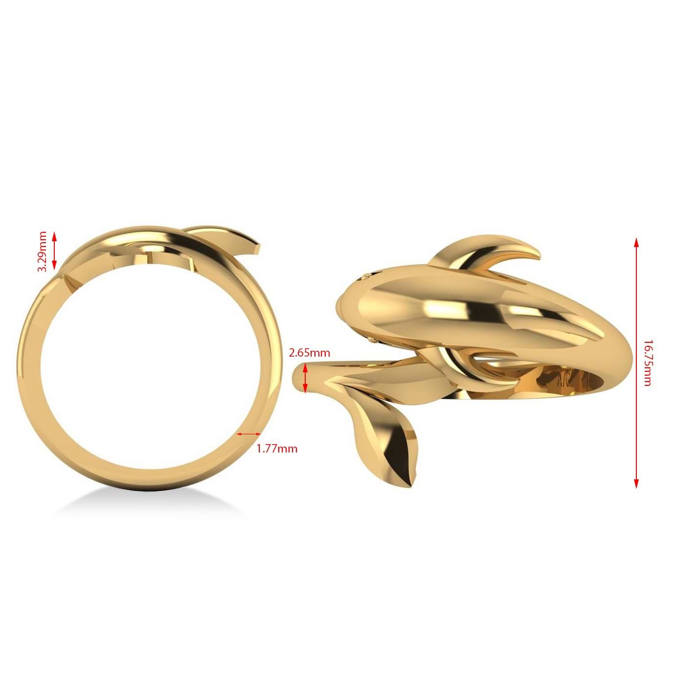 Summertime Dolphin Fashion Ring 14k Yellow Gold