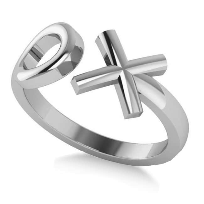 Ladies' Novelty Hugs and Kisses "XO" Fashion Ring in 14k White Gold