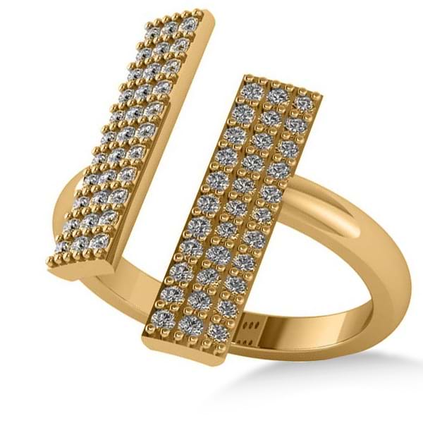 Diamond Bar Shared Prong Novelty Ladies Ring 14k Yellow Gold (0.66ct)