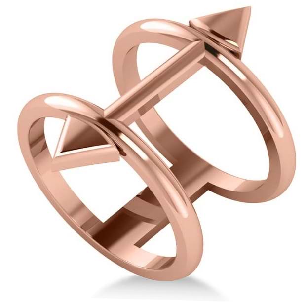 Cupid's Arrow Abstract Fashion Ring Plain Metal 14k Rose Gold