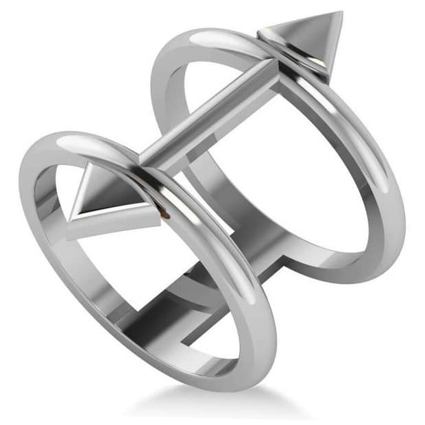 Cupid's Arrow Abstract Fashion Ring Plain Metal 14k White Gold