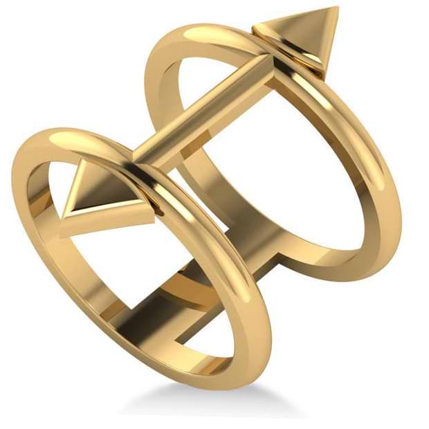 Cupid's Arrow Abstract Fashion Ring Plain Metal 14k Yellow Gold