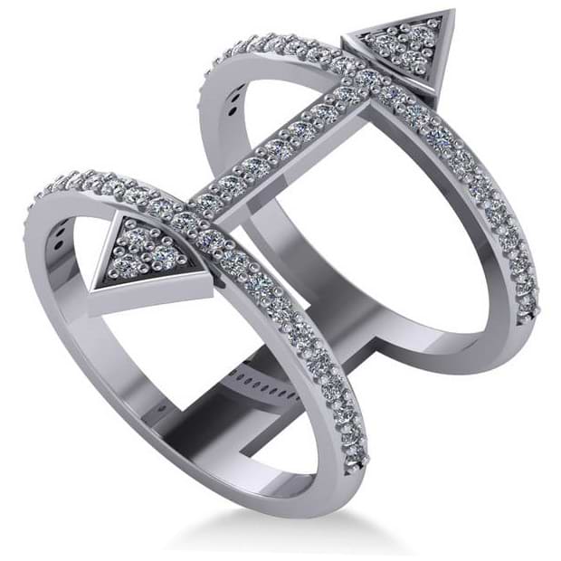 Abstract Arrow Ring with Diamond Accents 14k White Gold (0.55ct)
