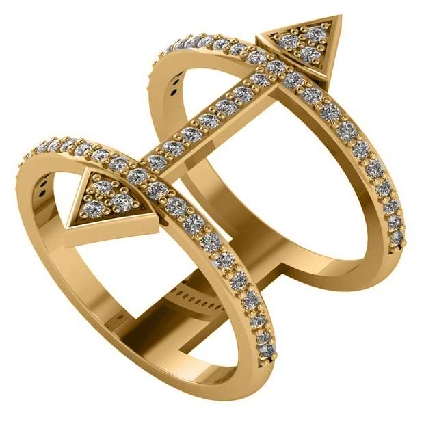 Abstract Arrow Ring with Diamond Accents 14k Yellow Gold (0.55ct)