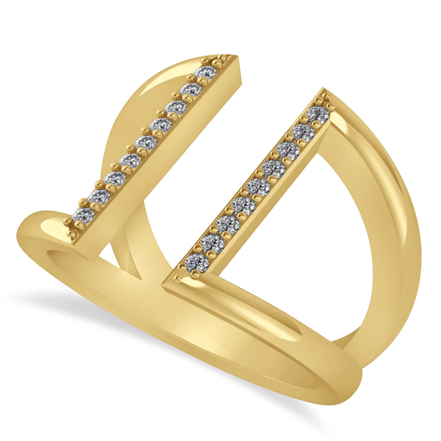Diamond Double Bar Fashion Ring 14K Yellow Gold (0.18ct)