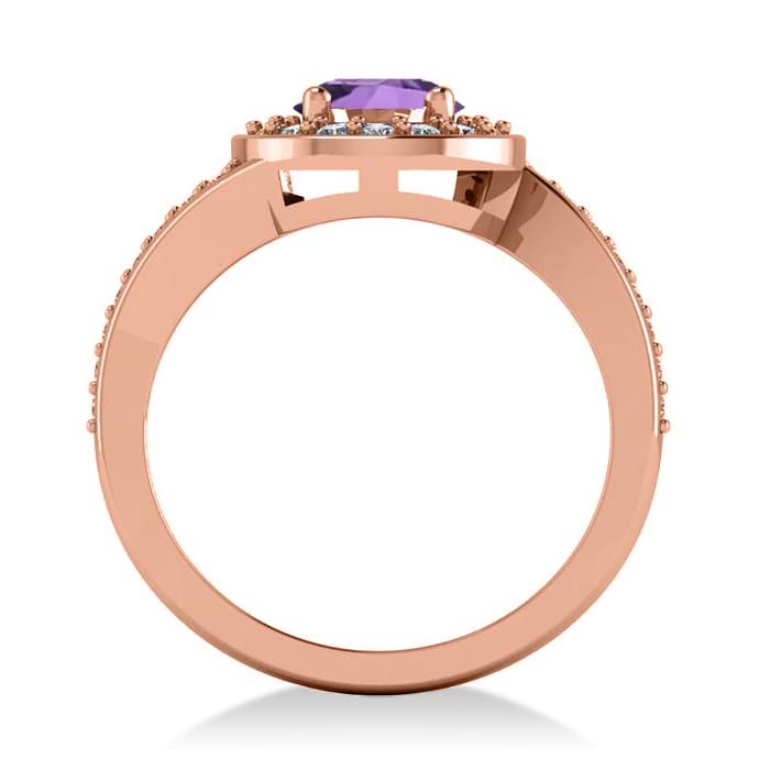 Round Amethyst Halo Engagement Ring 14k Rose Gold (1.40ct)