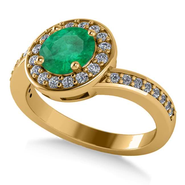 Round Emerald Halo Engagement Ring 14k Yellow Gold (1.40ct)