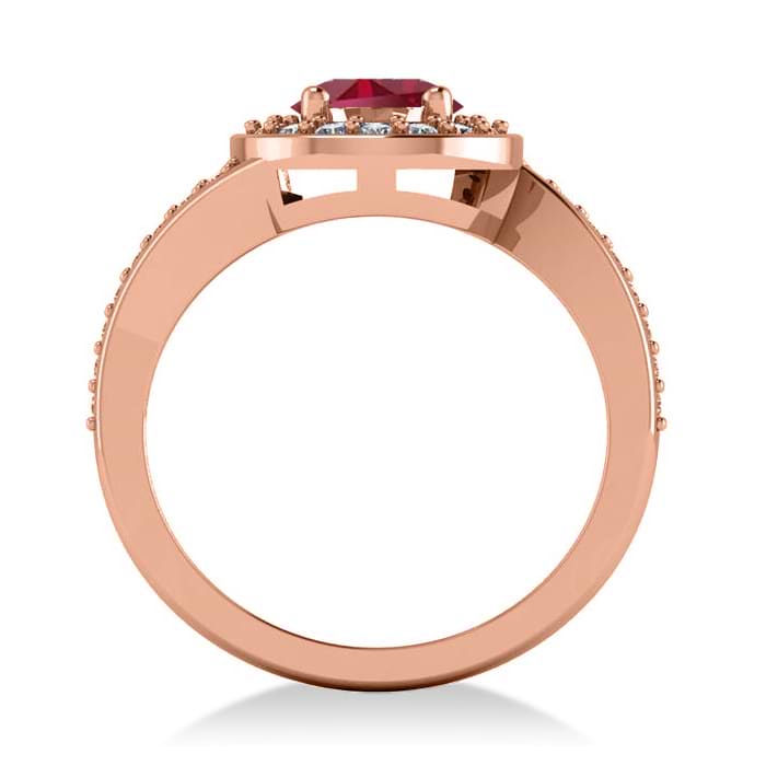 Round Ruby Halo Engagement Ring 14k Rose Gold (1.40ct)