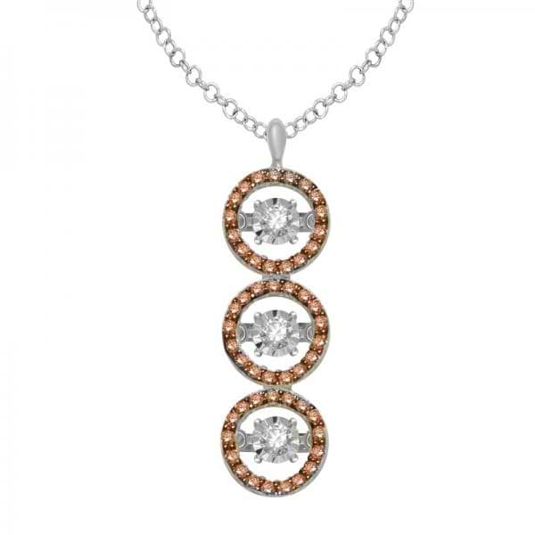 Colored Diamond Necklace w/ Dancing Center Stone 14k White Gold 0.50ct