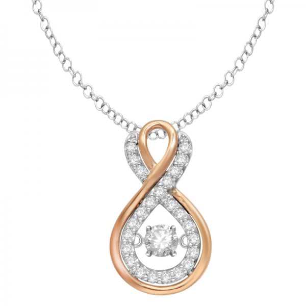Women's Dancing Diamonds Infinity Necklace in 14k Rose Gold 0.40ctw