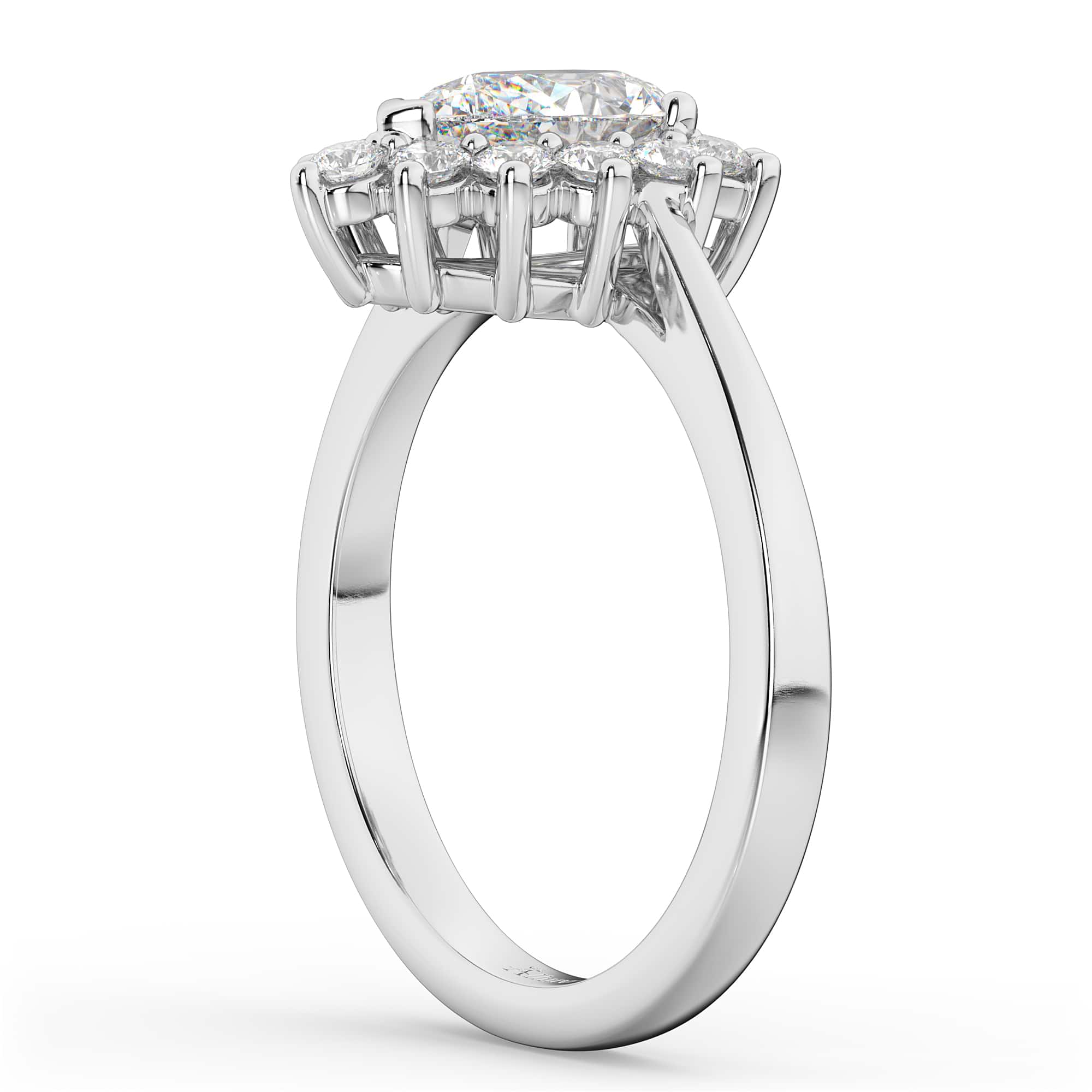 Halo Pear Shaped Diamond Engagement Ring 14k White Gold (1.12ct)