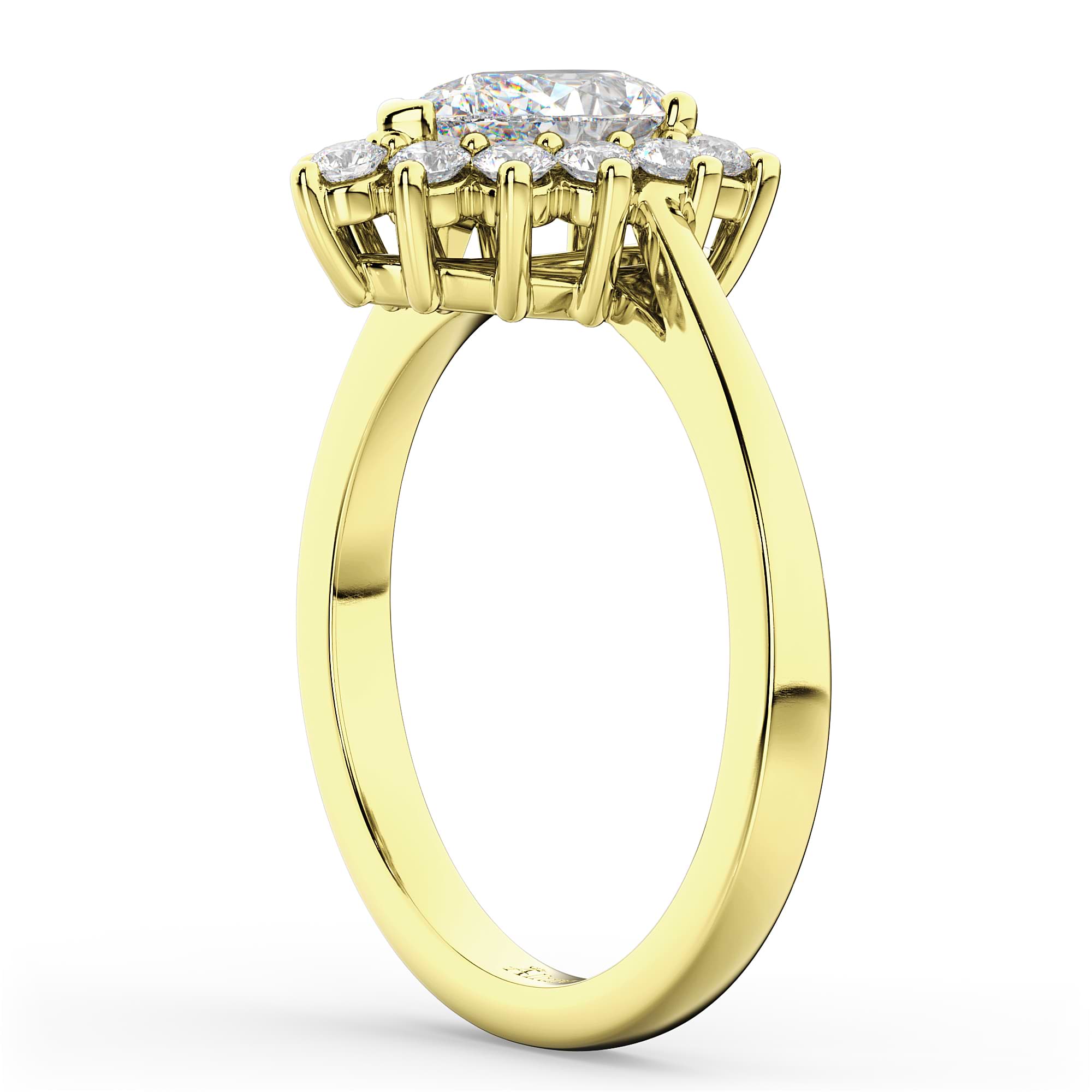 Halo Pear Shaped Diamond Engagement Ring 14k Yellow Gold (1.12ct)