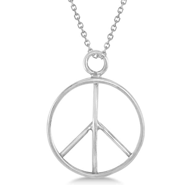 Classic Round Peace Sign Pendant for Men or Women in Sterling Silver