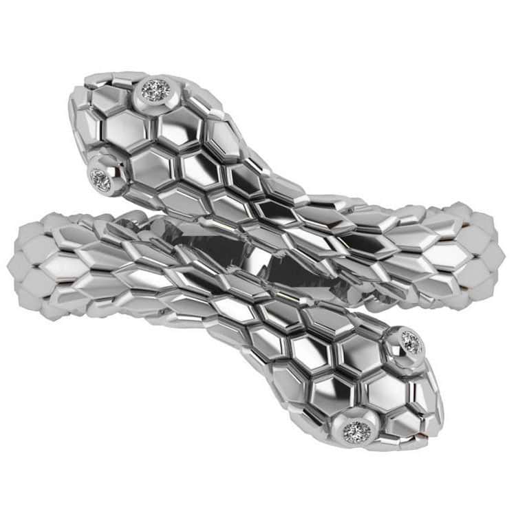 Diamond Double Snake Fashion Ring 14k White Gold (0.04ct)