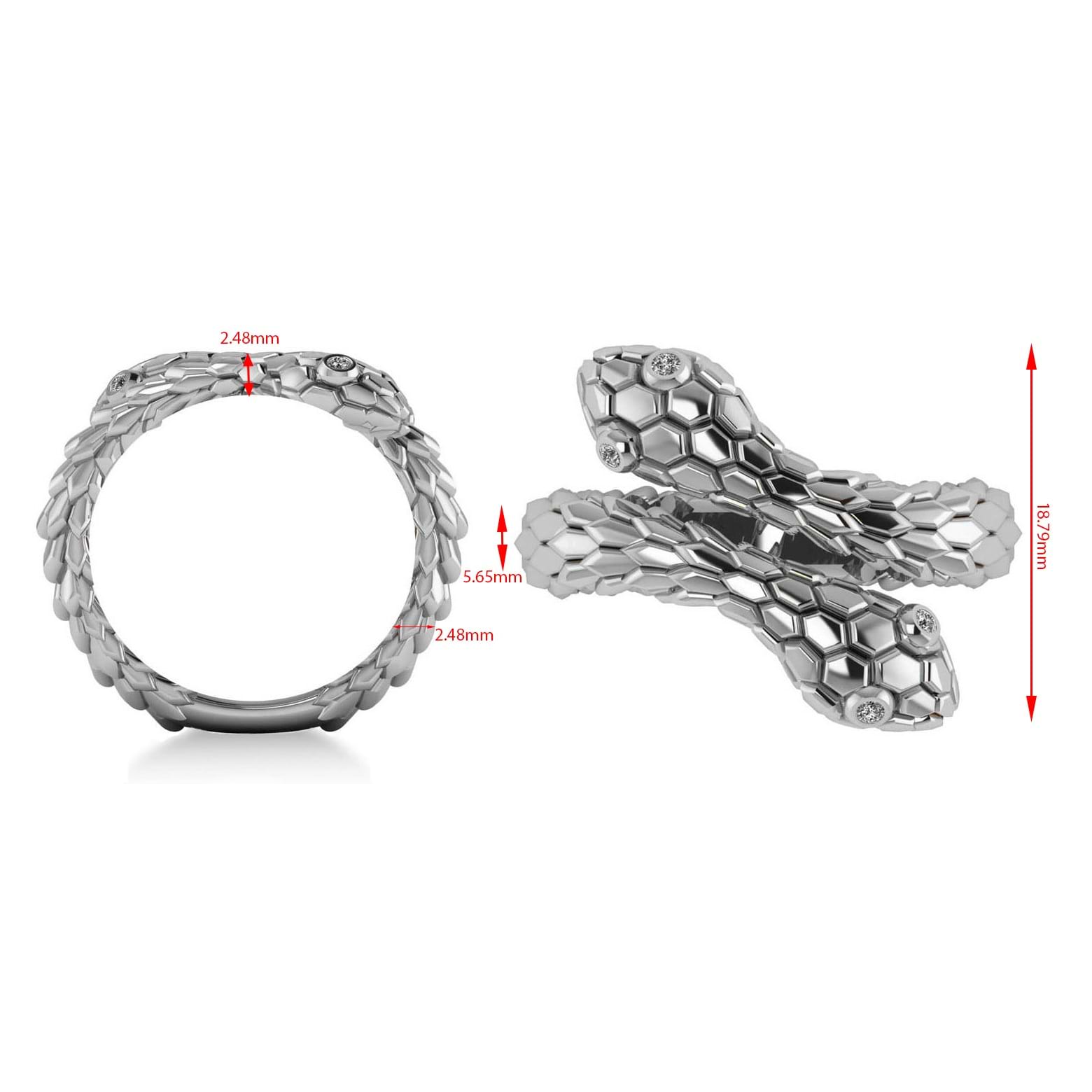Diamond Double Snake Fashion Ring 14k White Gold (0.04ct)