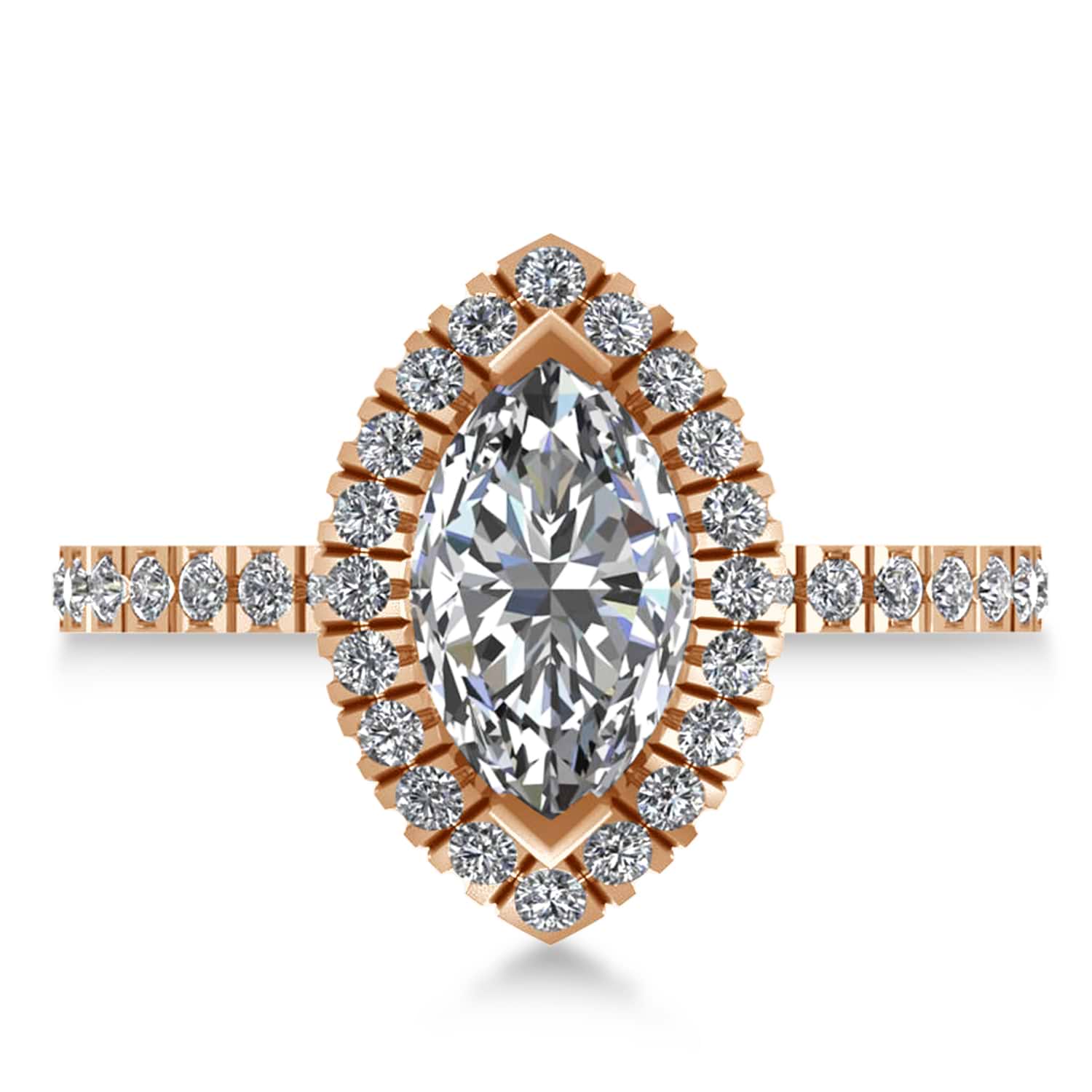 Diamond Marquise Halo Engagement Ring 14k Rose Gold (1.84ct)