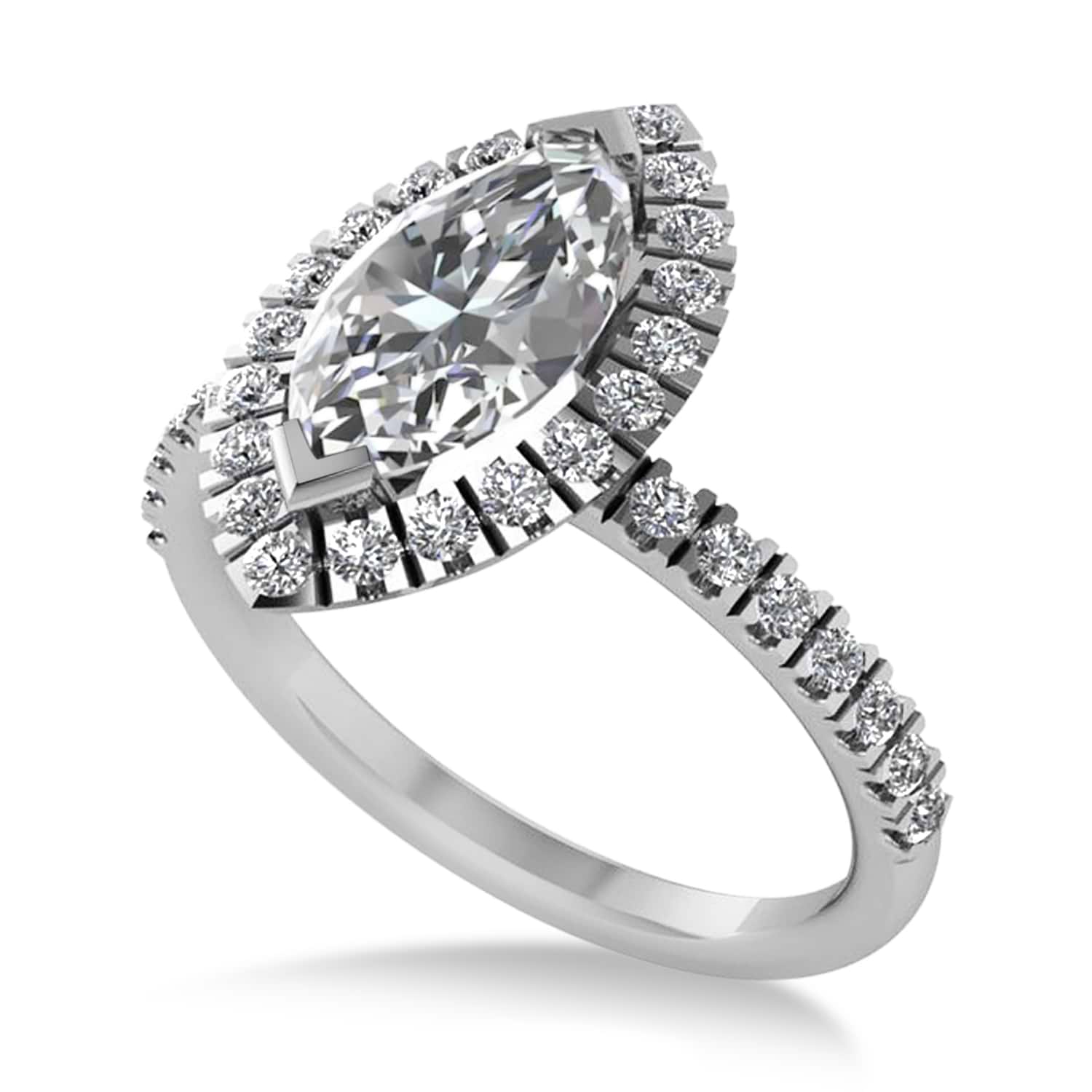 Diamond Marquise Halo Engagement Ring 14k White Gold (1.84ct)
