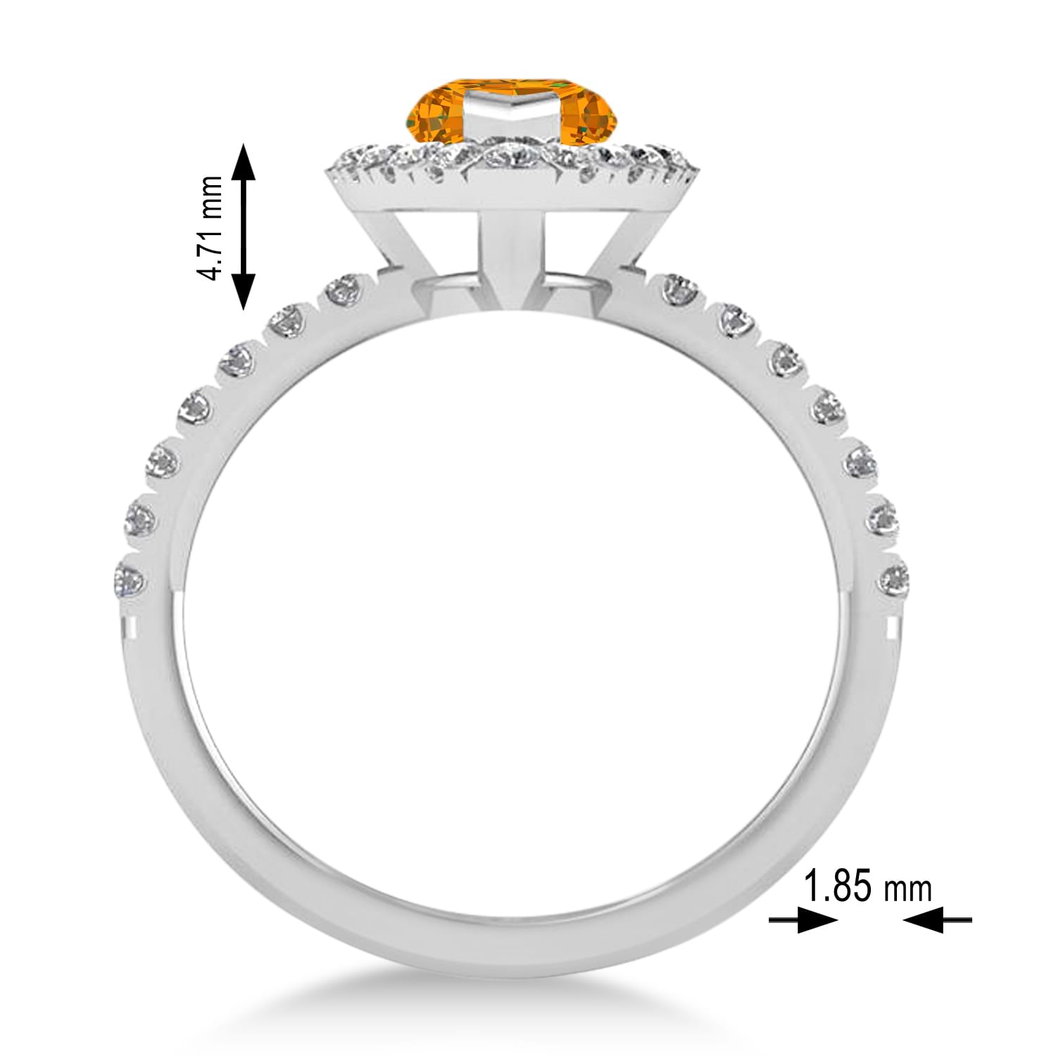 Citrine & Diamond Marquise Halo Engagement Ring 14k White Gold (1.84ct)