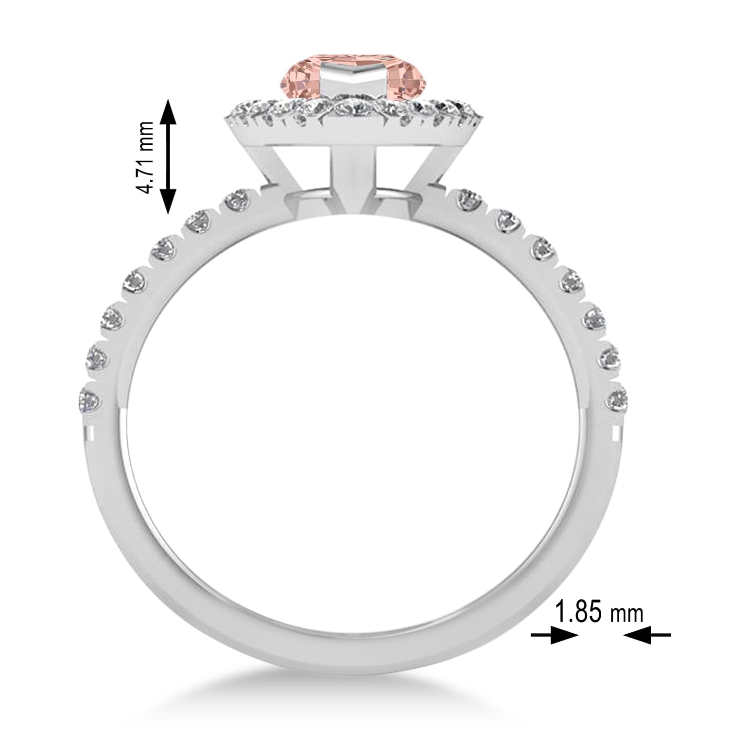 Morganite & Diamond Marquise Halo Engagement Ring 14k White Gold (1.84ct)
