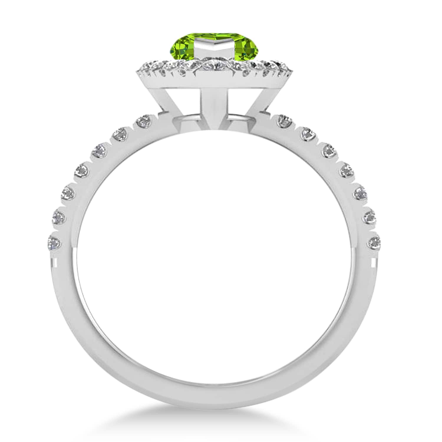 Peridot & Diamond Marquise Halo Engagement Ring 14k White Gold (1.84ct)