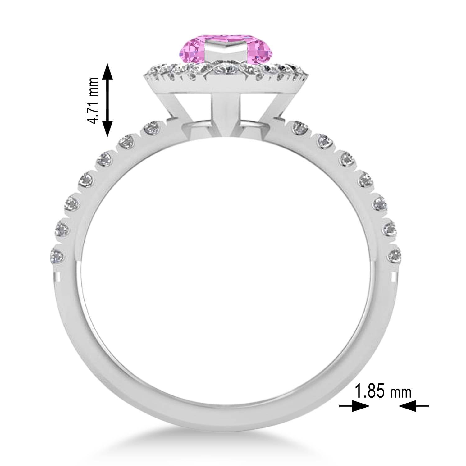 Pink Sapphire & Diamond Marquise Halo Engagement Ring 14k White Gold (1.84ct)