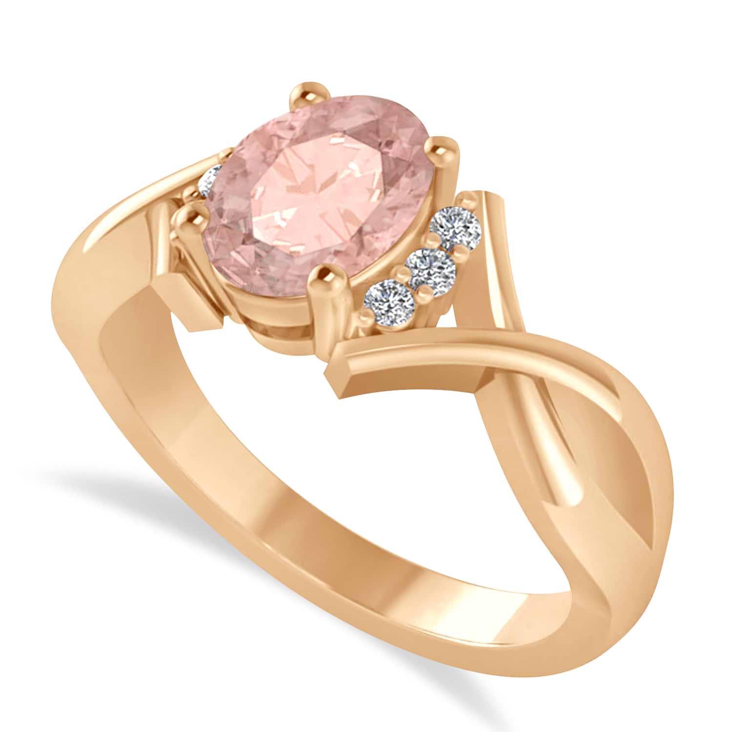 Oval Cut Morganite & Diamond Engagement Ring With Split Shank 14k Rose Gold (1.69ct)