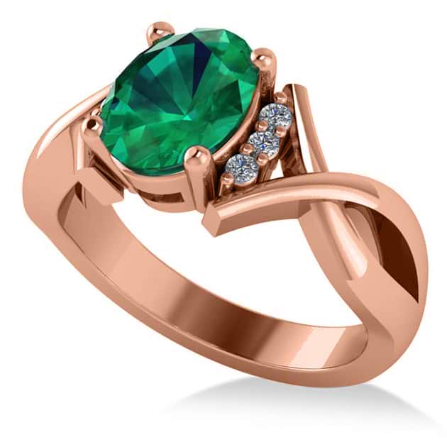 Twisted Oval Emerald Engagement Ring 14k Rose Gold (1.99ct)