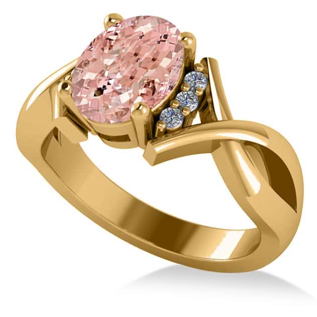 Twisted Oval Pink Morganite Engagement Ring 14k Yellow Gold (2.69ct)