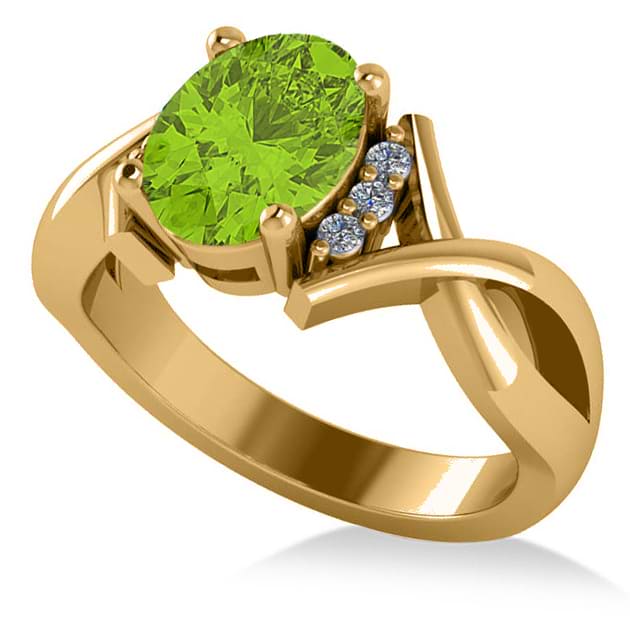 Twisted Oval Peridot Engagement Ring 14k Yellow Gold (2.09ct)