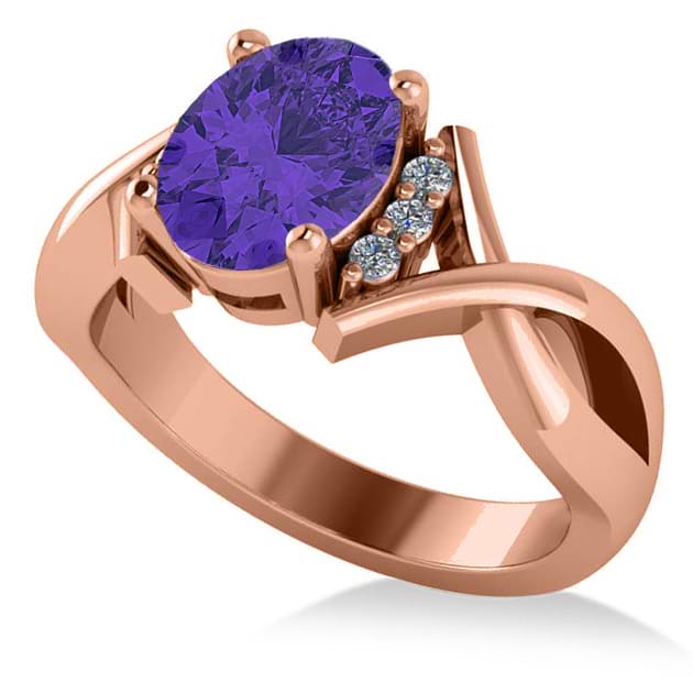 Twisted Oval Tanzanite Engagement Ring 14k Rose Gold (2.29ct)