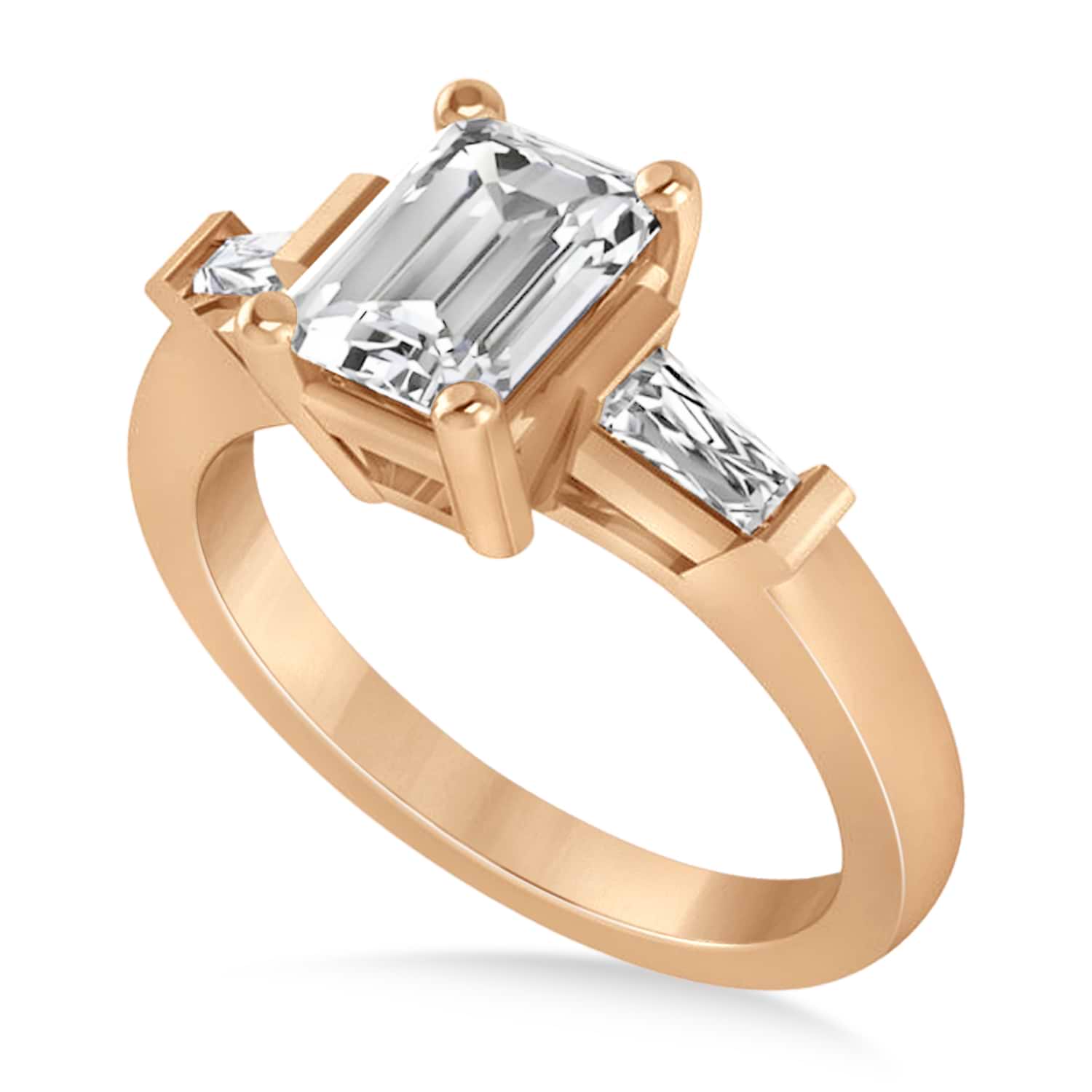 Diamond Three-Stone Emerald Ring 14k Rose Gold (1.85ct)