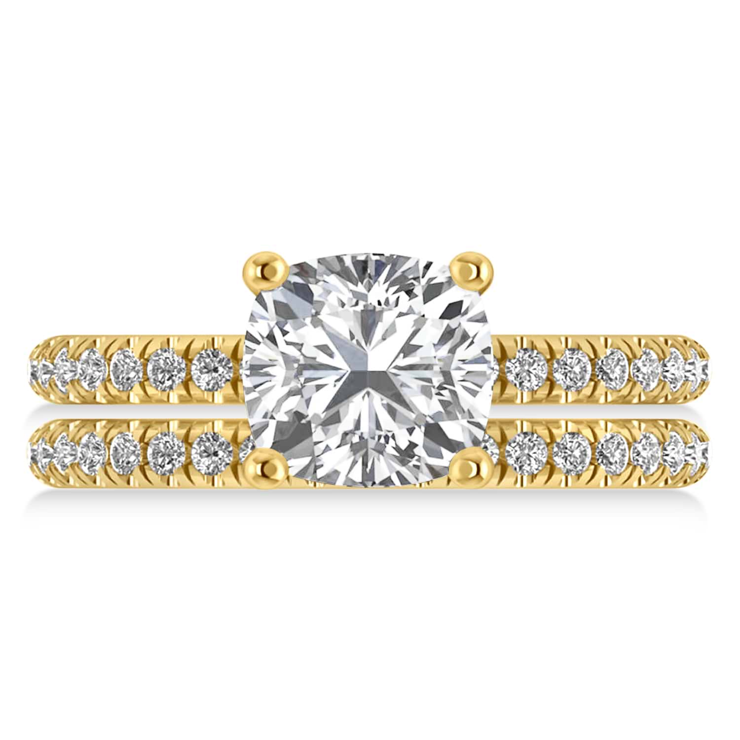 Diamond Cushion-Set Semi-Eternity Bridal Set 14K Yellow Gold (2.66ct)