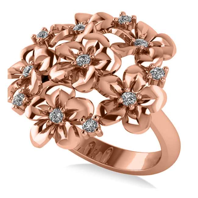 Diamond Accented Flower Bouquet Fashion Ring 14k Rose Gold (0.22ct)