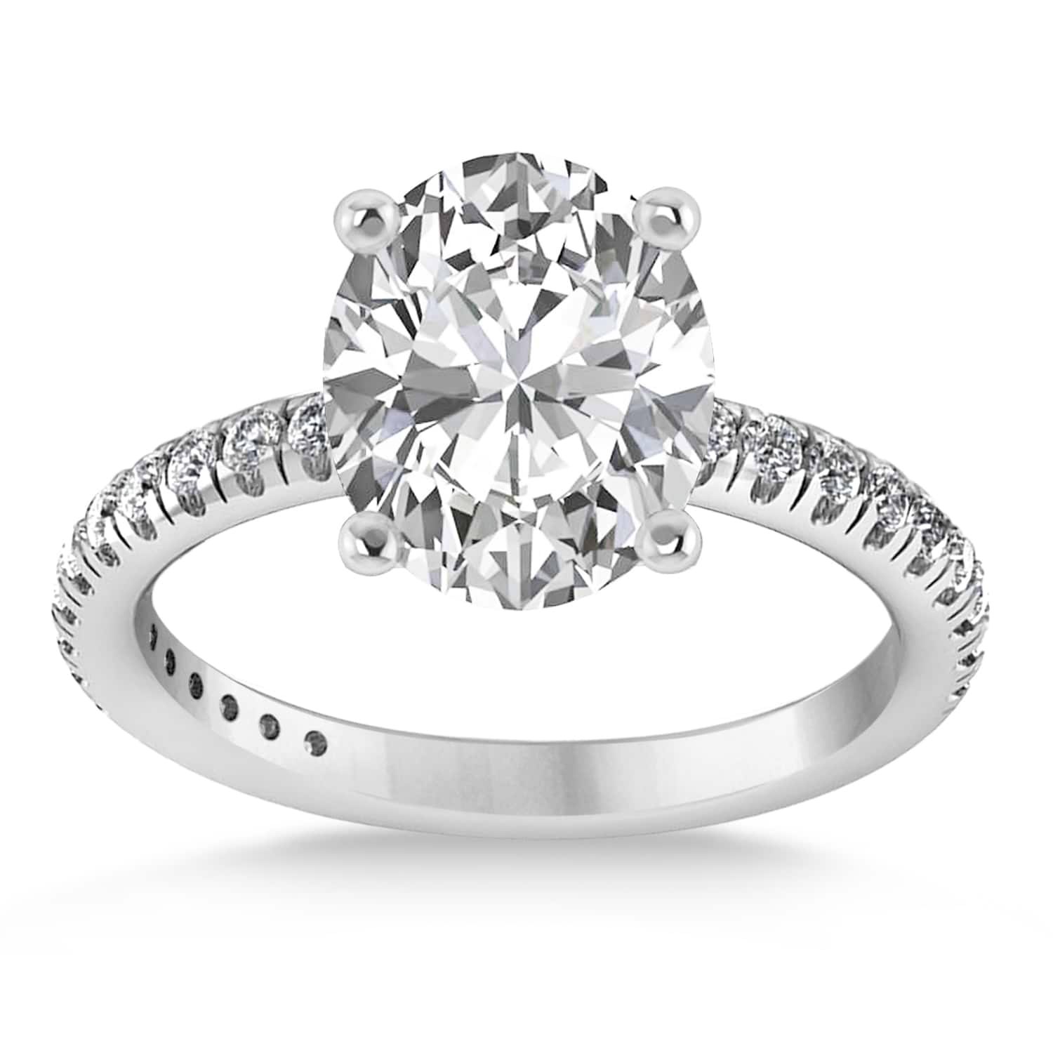 Diamond Oval-Set Engagement Ring 14k White Gold (3.36ct)