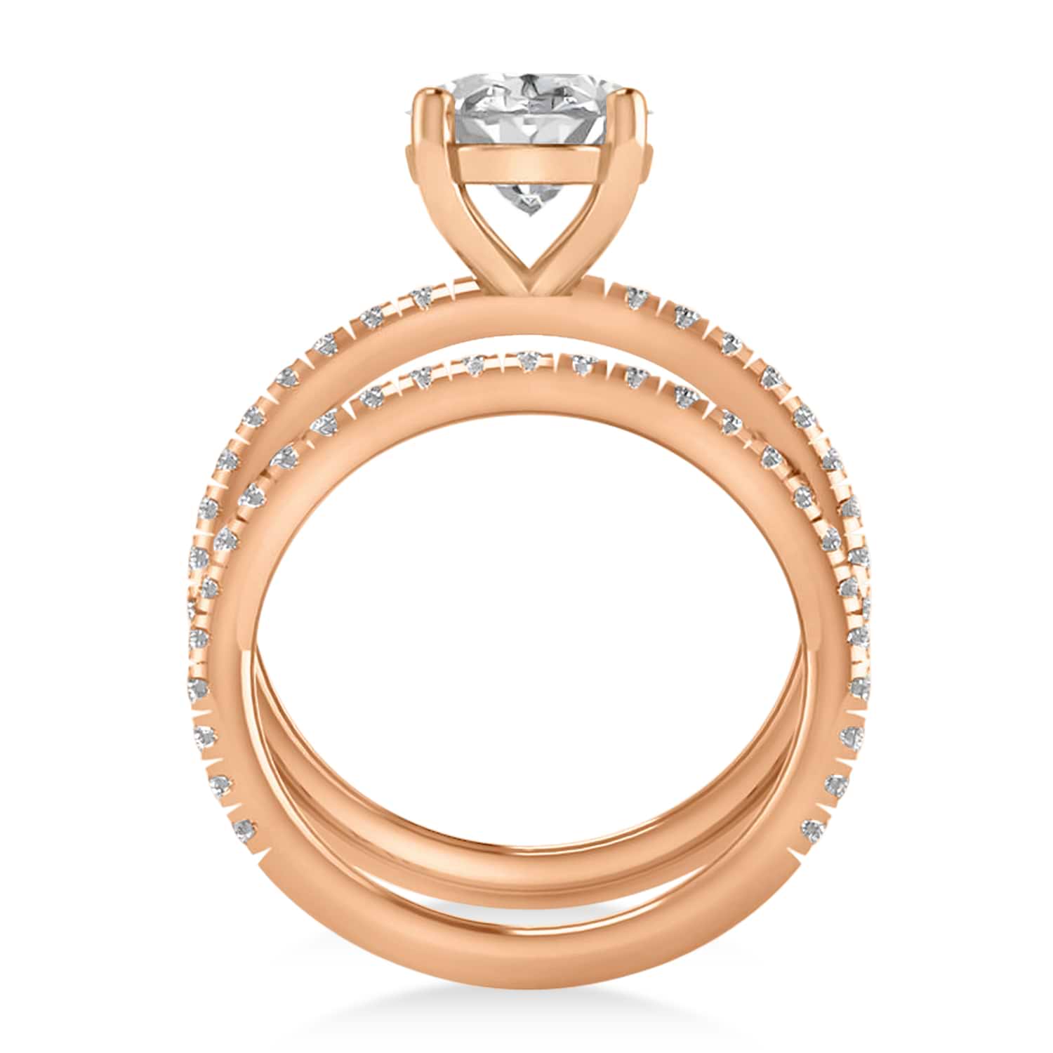 Diamond Oval-Set Semi-Eternity Bridal Set 18k Rose Gold (3.77ct)