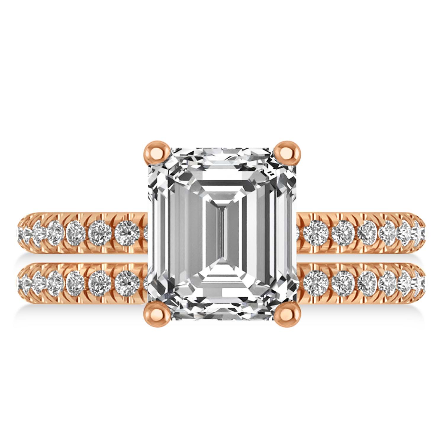 Diamond Emerald-Set Semi-Eternity Bridal Set 14k Rose Gold (3.77ct)