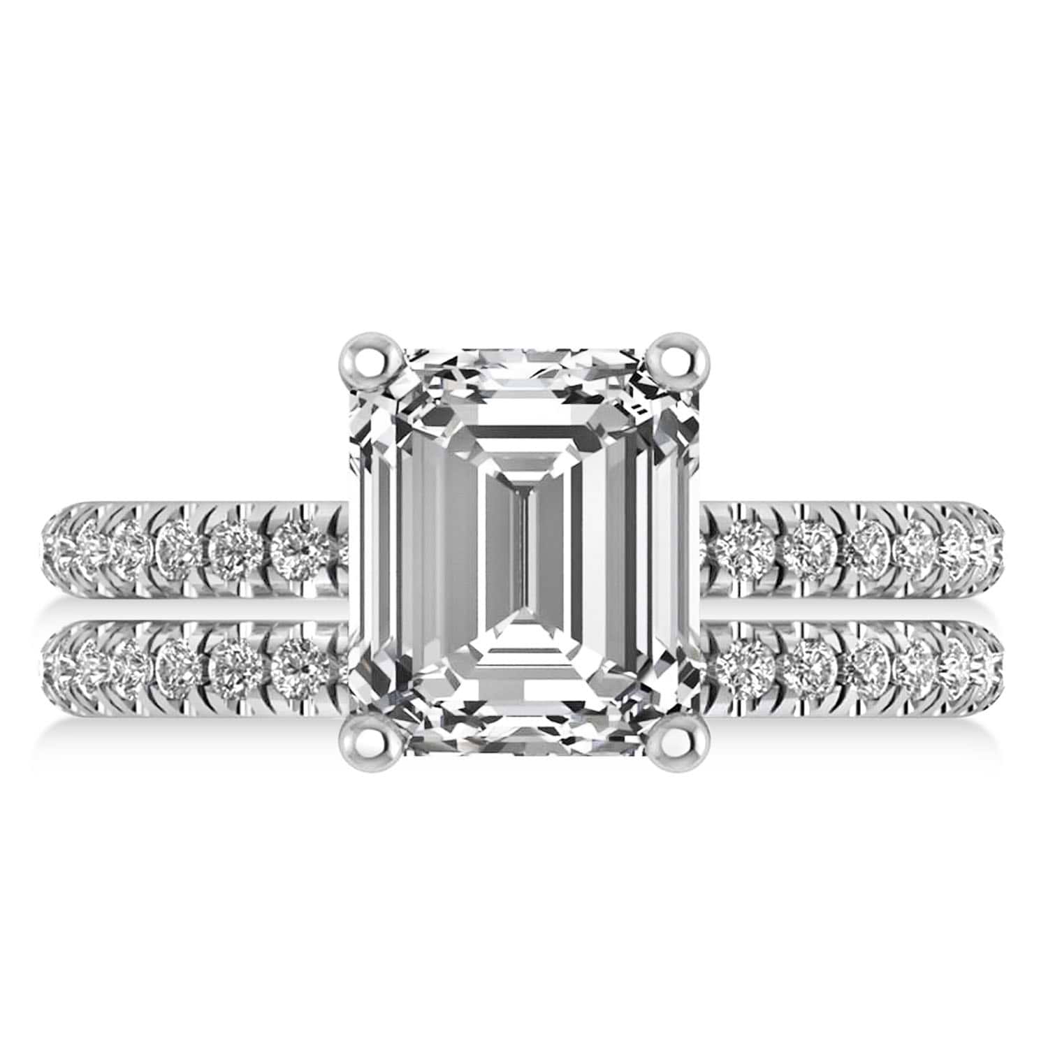 Diamond Emerald-Set Semi-Eternity Bridal Set 14k White Gold (3.77ct)